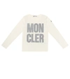 Moncler Glitter Logo Long-sleeve T-shirt, Size 4-6 In Beige