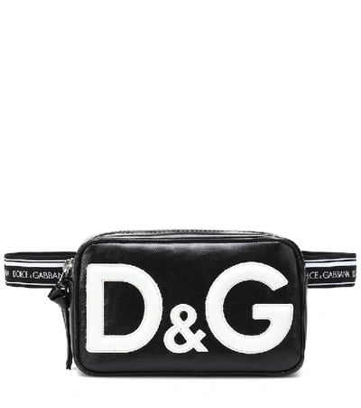 Dolce & Gabbana Kids' Leather-trim Logo Belt Bag In Black