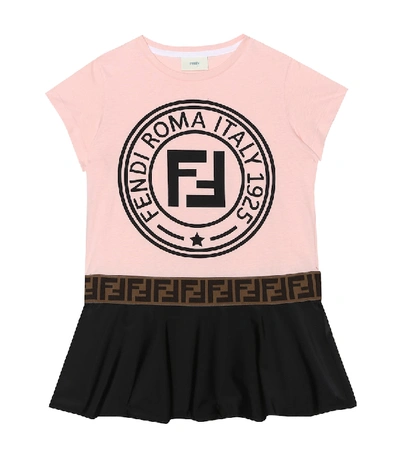 Fendi Colorblock Logo Short-sleeve Dress In Pink