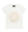 VERSACE EMBELLISHED STRETCH-COTTON T-SHIRT,P00409538
