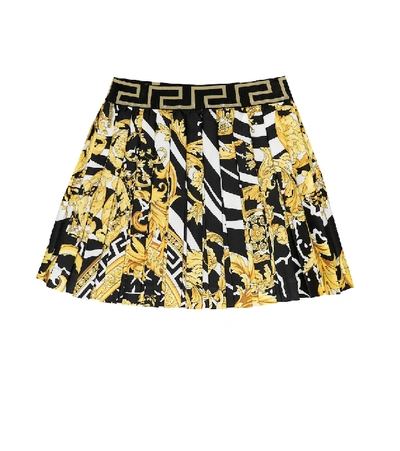 Versace Kids' Printed Stretch-cotton Skirt In Yellow