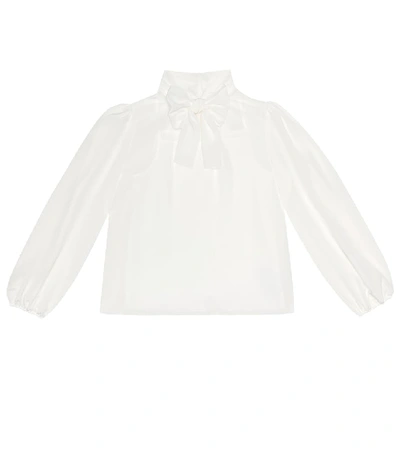 Dolce & Gabbana Kids' Silk Crêpe De Chine Blouse In White