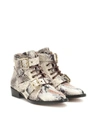 Chloé Snake-effect Leather Ankle Boots In Beige