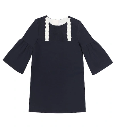 Chloé Kids' Navy Milano Dress With Lace And Scallop Detail