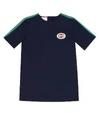 Gucci Short-sleeve Jersey T-shirt W/ Web Trim Sleeves In Blue