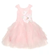 MONNALISA ROSE-APPLIQUÉ TULLE DRESS,P00412846