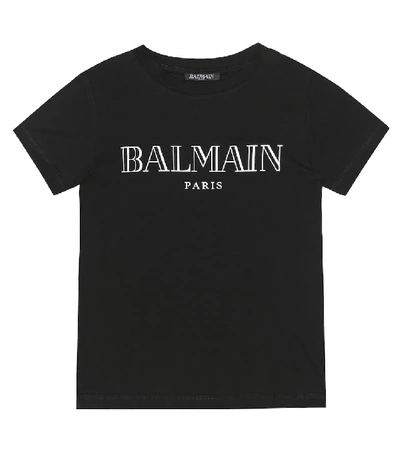 Balmain Teen Printed Logo T-shirt In Black