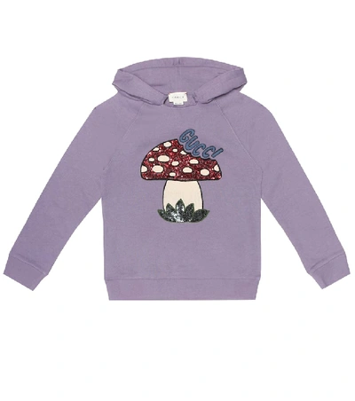 Gucci Kids' Sequined Cotton Hoodie In Pink
