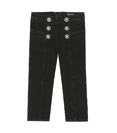Balmain Kids' Stretch Denim Jeans In Black