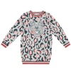 Kenzo Leopard Cotton-blend Sweater Dress In Grey