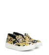 VERSACE WILD BAROCCO LEATHER SNEAKERS,P00406912