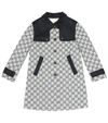 Gucci Gg Jacquard Gabardine Long Coat In Blue