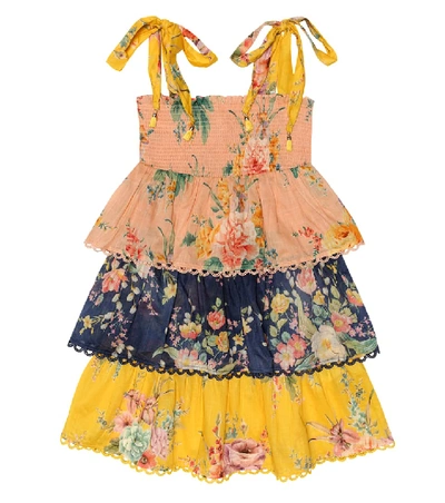 Zimmermann Kids' Zinnia Floral Cotton Dress In Multicoloured