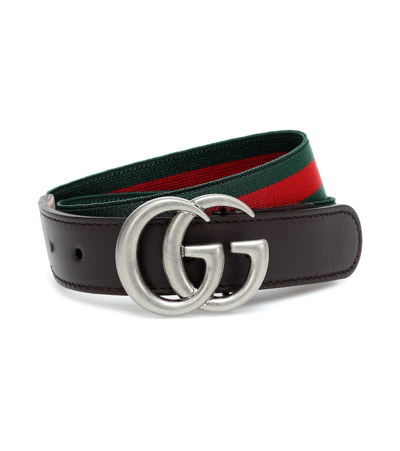 Gucci Kids' Gg Leather-trimmed Belt In Multicoloured