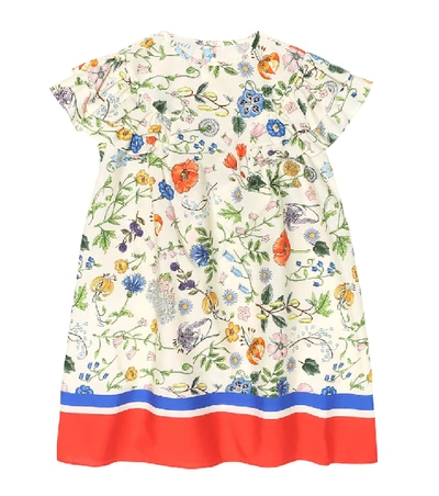 Gucci Kids' Flora Festival Printed Short-sleeve Poplin Dress, Size 12-36 Months In White