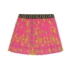 Versace Printed Stretch-cotton Skirt In Pink