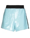 Chiara Ferragni Sequined Shorts W/side Bands In Light Blue