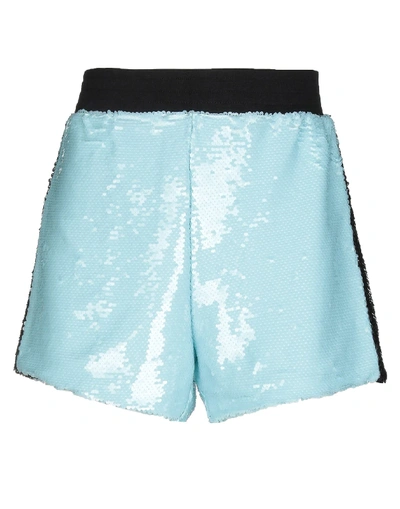 Chiara Ferragni Sequined Shorts W/side Bands In Light Blue