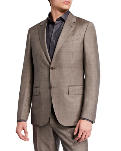 Ermenegildo Zegna Men's Sharkskin Wool Two-piece Suit In Brown