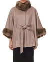 GORSKI CASHMERE BELTED CAPE W/ SABLE COLLAR AND CUFFS,PROD228350346