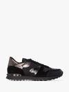 Valentino Rockrunner Metallic Camouflage-print Sneakers In Black