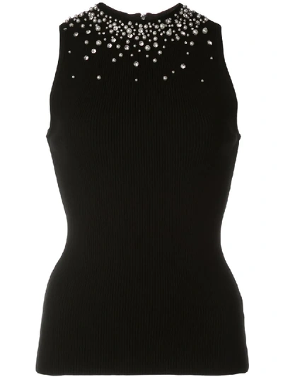 Milly Embellished Fitted Top In Black