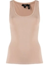 Theory Fitted Round Neck Tank Top In Neutrals