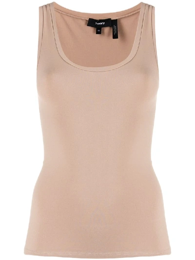 Theory Fitted Round Neck Tank Top In Neutrals