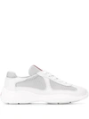 Prada White Lace Up Sneakers In White
