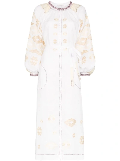 Vita Kin Bodrum Embroidered Linen Dress In White