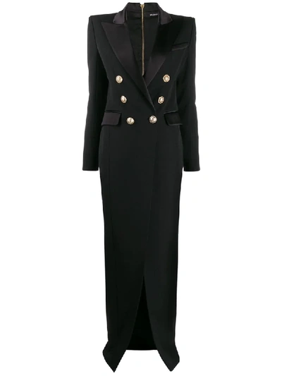 Balmain Peak-lapel Double-breasted Dress In Black