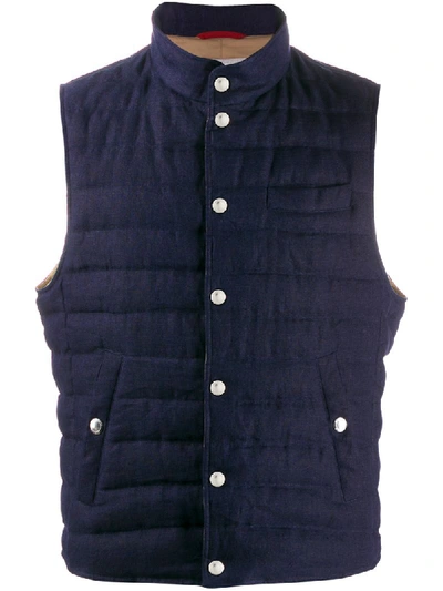 Brunello Cucinelli High-neck Quilted Down Gilet In Black