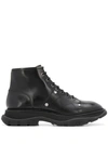 Alexander Mcqueen Tread Boots In Black Leather In Black
