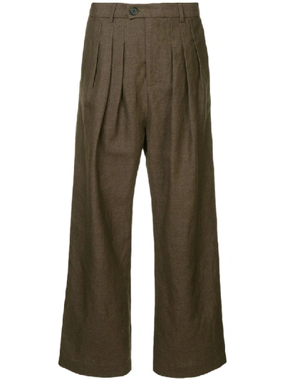 Strateas Carlucci Baggy Pleat Trousers In Brown