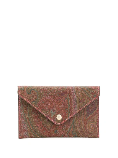 Etro Paisley Print Envelope Clutch Bag In Brown