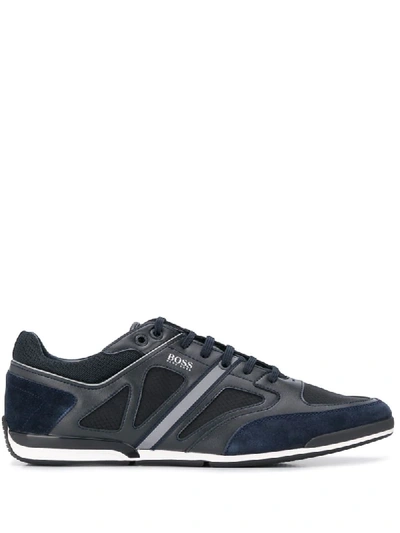 Hugo Boss Panelled Low-top Sneakers In Blue