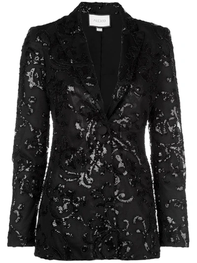 Alexis Firdas Sequin Embroidered Tulle Blazer In Black