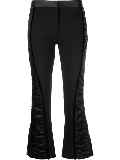 Mugler Cady And Satin Kick Flare Trousers In Black