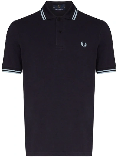 Fred Perry Twin Tipped Logo Polo Shirt In Blue