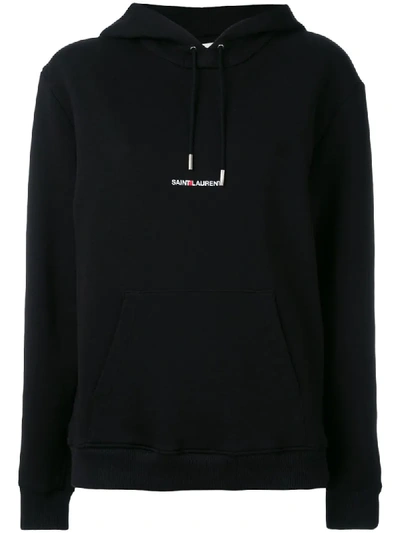 Saint Laurent Logo Hoodie In Black