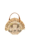 Aranaz Serena Raffia And Shell Mini Bag In Neutrals