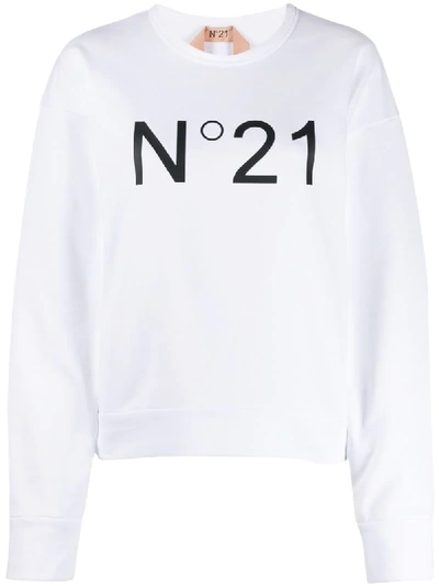 N°21 Logo Printed Sweatshirt In White/black