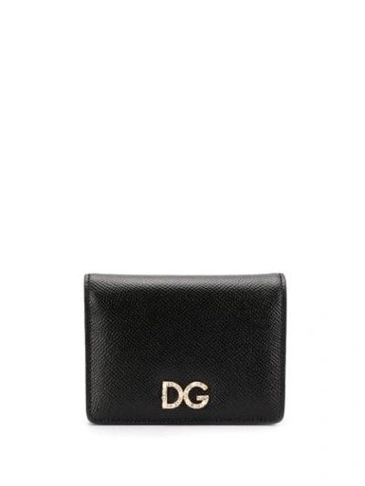 Dolce & Gabbana Embellished Logo Wallet In Black