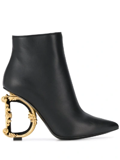 Dolce & Gabbana 'd&g' Stiefel Mit Designabsatz In Black