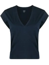 Frame V-neck Cropped T-shirt In Blue