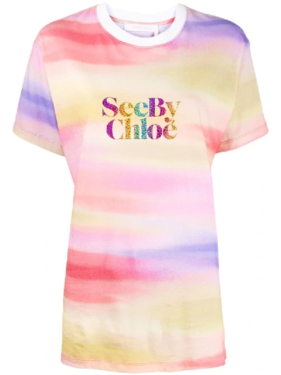 See By Chloé See By Chloe Multicolor Rainbow Logo T-shirt