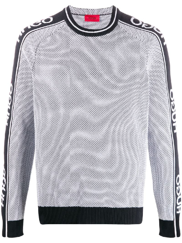 Hugo Boss Logo Tape Relaxed-fit Jumper In White | ModeSens