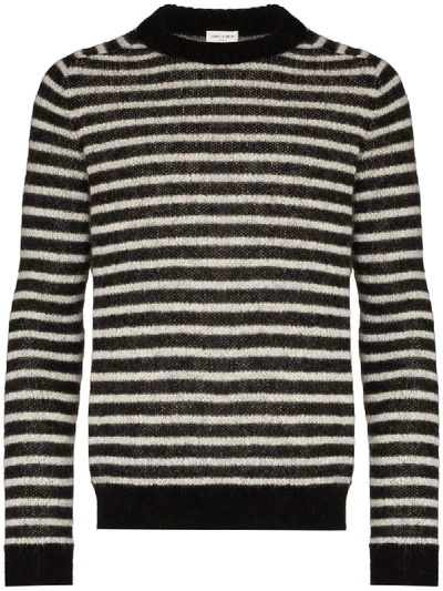 Saint Laurent Striped Mohair-blend Sweater In Black