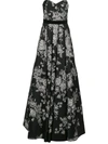 MARCHESA NOTTE STRAPLESS FLORAL-EMBROIDERED DRESS