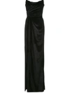 Marchesa Notte Strapless Long Dress In Black